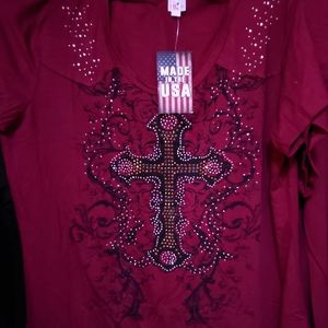 Burgundy Celtic Cross Tee